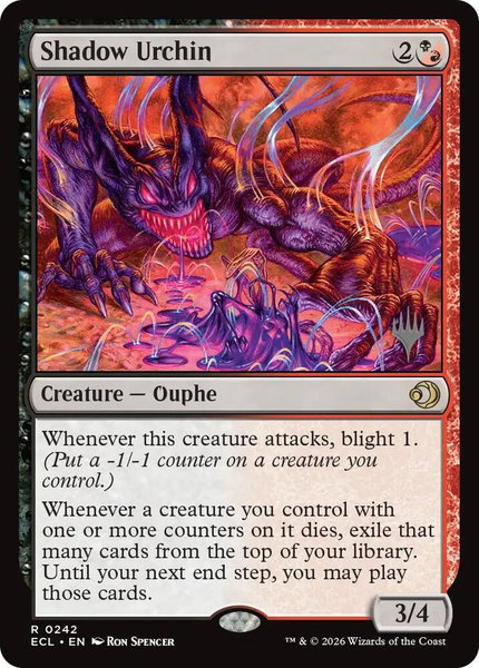 Shadow Urchin trading card from Promo Pack: Lorwyn Eclipsed Shadow Urchin - Promo Pack: Lorwyn Eclipsed Magic: The Gathering trading card