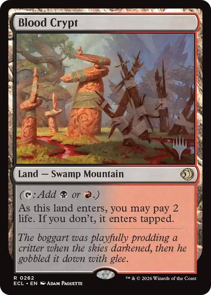 Blood Crypt trading card from Promo Pack: Lorwyn Eclipsed Blood Crypt - Promo Pack: Lorwyn Eclipsed Magic: The Gathering trading card