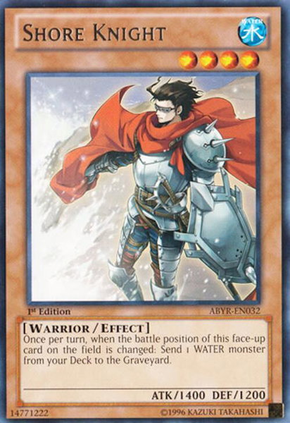 Shore Knight trading card from Abyss Rising Shore Knight - Abyss Rising YuGiOh trading card
