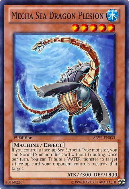 Mecha Sea Dragon Plesion trading card from Abyss Rising Mecha Sea Dragon Plesion - Abyss Rising YuGiOh trading card