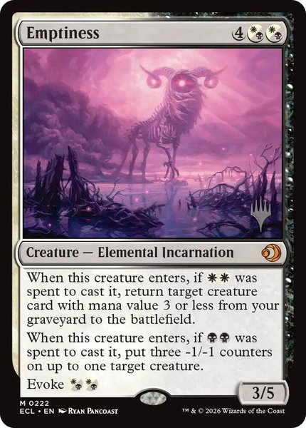Emptiness trading card from Promo Pack: Lorwyn Eclipsed Emptiness - Promo Pack: Lorwyn Eclipsed Magic: The Gathering trading card