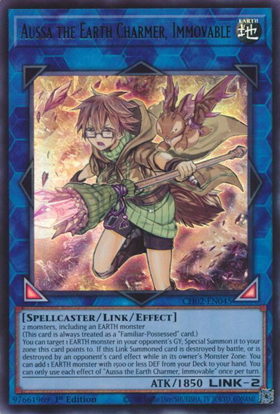 Aussa the Earth Charmer, Immovable trading card from THE CHRONICLES DECK: Spirit Charmers (All-Foil Edition) Aussa the Earth Charmer, Immovable - THE CHRONICLES DECK: Spirit Charmers (All-Foil Edition) YuGiOh trading card