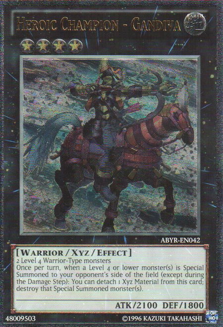 Heroic Champion - Gandiva (UTR) trading card from Abyss Rising Heroic Champion - Gandiva (UTR) - Abyss Rising YuGiOh trading card