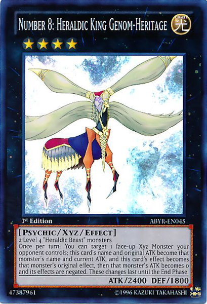 Number 8: Heraldic King Genom-Heritage - Abyss Rising YuGiOh trading card