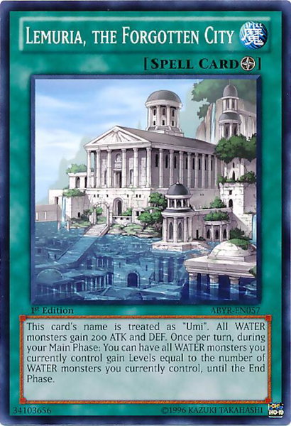 Lemuria, the Forgotten City - Abyss Rising YuGiOh trading card
