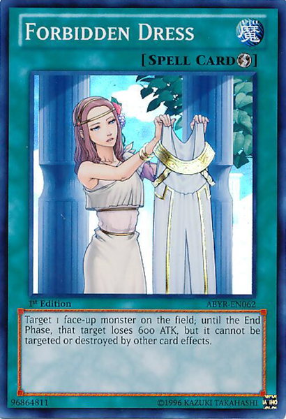 Forbidden Dress trading card from Abyss Rising Forbidden Dress - Abyss Rising YuGiOh trading card