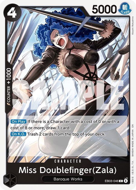 Miss Doublefinger(Zala) trading card from Extra Booster: One Piece Heroines Edition Miss Doublefinger(Zala) - Extra Booster: One Piece Heroines Edition One Piece trading card
