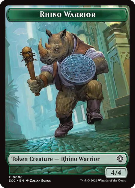 Rhino Warrior // Elemental (0009) Double-Sided Token - Commander: Lorwyn Eclipsed Magic: The Gathering trading card