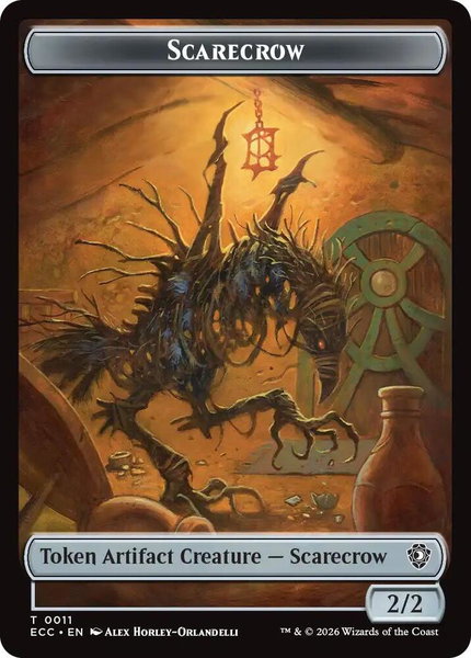 Scarecrow // Treasure Double-Sided Token trading card from Commander: Lorwyn Eclipsed Scarecrow // Treasure Double-Sided Token - Commander: Lorwyn Eclipsed Magic: The Gathering trading card