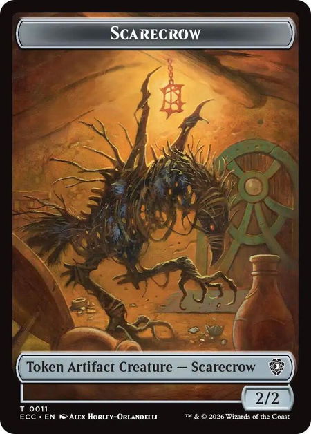 Scarecrow // Treasure Double-Sided Token - Commander: Lorwyn Eclipsed Magic: The Gathering trading card