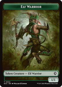 Elf Warrior (0004) // Plant (0005) Double-Sided Token - Commander: Lorwyn Eclipsed (ECC) #4 // 5 - Token Magic: The Gathering Trading Card