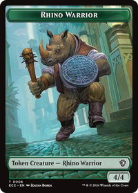 Rhino Warrior // Elemental (0010) Double-Sided Token - Commander: Lorwyn Eclipsed (ECC) #6 // 10 - Token Magic: The Gathering Trading Card