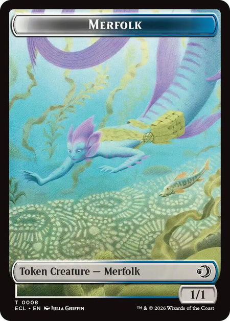 Merfolk // Worm Double-Sided Token - Lorwyn Eclipsed Magic: The Gathering trading card
