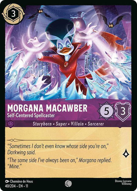 Morgana Macawber - Self-Centered Spellcaster trading card from Winterspell Morgana Macawber - Self-Centered Spellcaster - Winterspell Disney Lorcana trading card