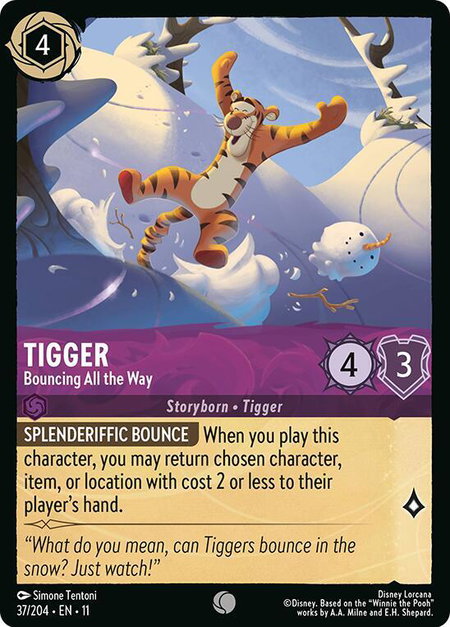 Tigger - Bouncing All the Way trading card from Winterspell Tigger - Bouncing All the Way - Winterspell Disney Lorcana trading card