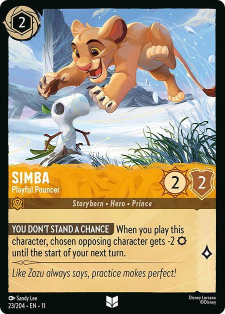 Simba - Playful Pouncer trading card from Winterspell Simba - Playful Pouncer - Winterspell Disney Lorcana trading card