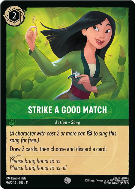 Strike a Good Match trading card from Winterspell Strike a Good Match - Winterspell Disney Lorcana trading card