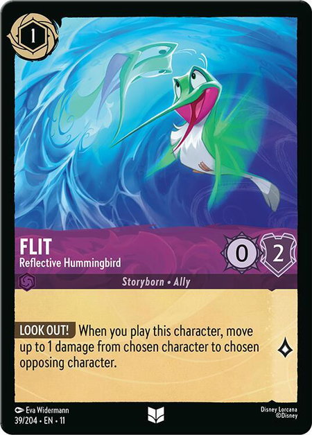 Flit - Reflective Hummingbird trading card from Winterspell Flit - Reflective Hummingbird - Winterspell Disney Lorcana trading card