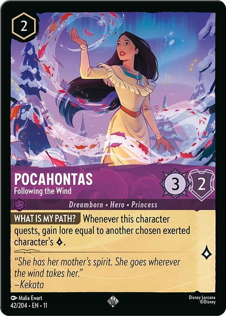 Pocahontas - Following the Wind - Winterspell Disney Lorcana trading card