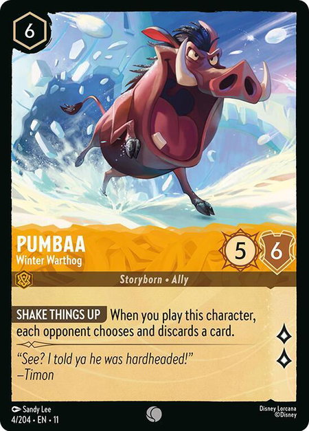 Pumbaa - Winter Warthog - Winterspell Disney Lorcana trading card