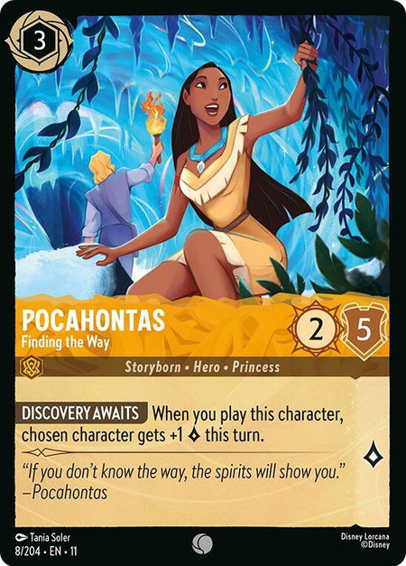 Pocahontas - Finding the Way trading card from Winterspell Pocahontas - Finding the Way - Winterspell Disney Lorcana trading card