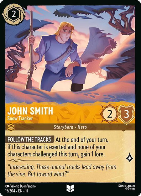 John Smith - Snow Tracker trading card from Winterspell John Smith - Snow Tracker - Winterspell Disney Lorcana trading card