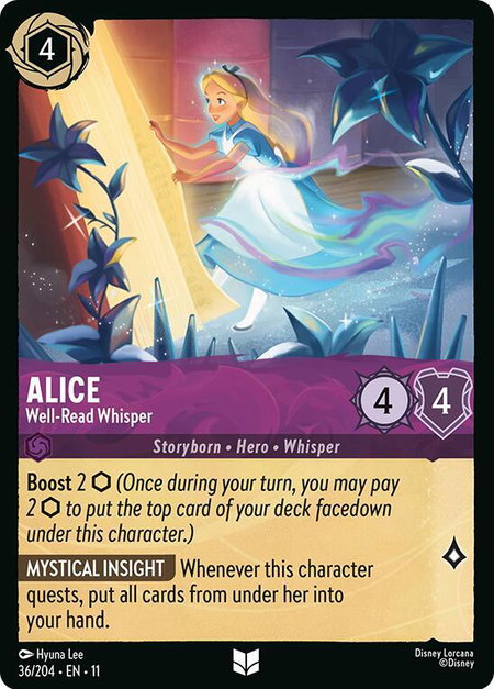Alice - Well-Read Whisper - Winterspell Disney Lorcana trading card