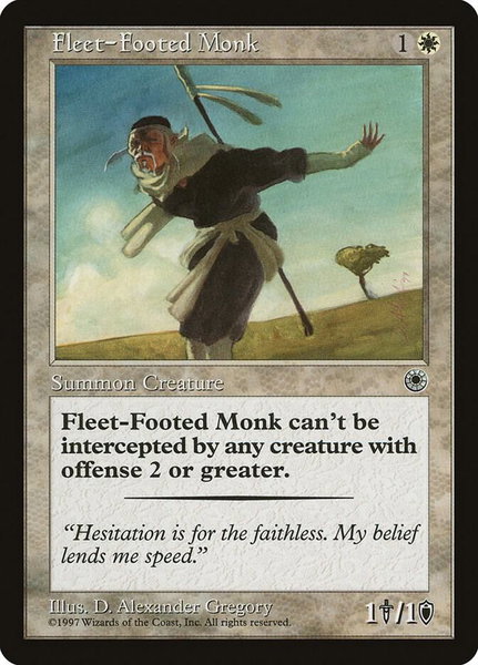 Fleet-Footed Monk trading card from Portal Fleet-Footed Monk - Portal Magic: The Gathering trading card