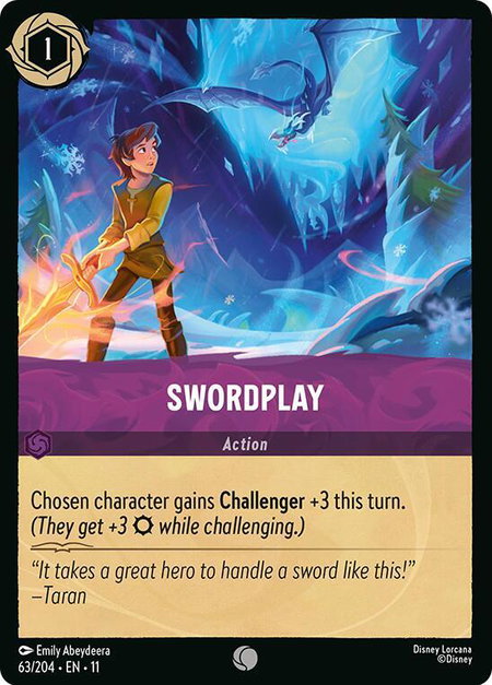 Swordplay trading card from Winterspell Swordplay - Winterspell Disney Lorcana trading card