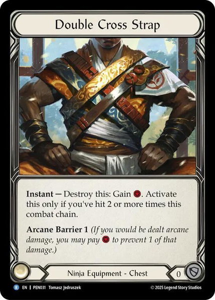 Double Cross Strap trading card from Compendium of Rathe Double Cross Strap - Compendium of Rathe Flesh and Blood trading card
