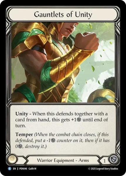 Gauntlets of Unity trading card from Compendium of Rathe Gauntlets of Unity - Compendium of Rathe Flesh and Blood trading card