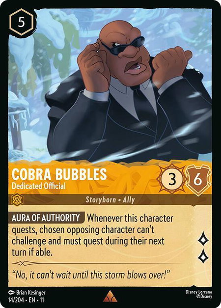 Cobra Bubbles - Dedicated Official - Winterspell Disney Lorcana trading card