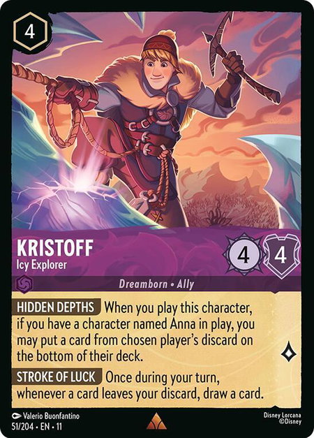 Kristoff - Icy Explorer trading card from Winterspell Kristoff - Icy Explorer - Winterspell Disney Lorcana trading card