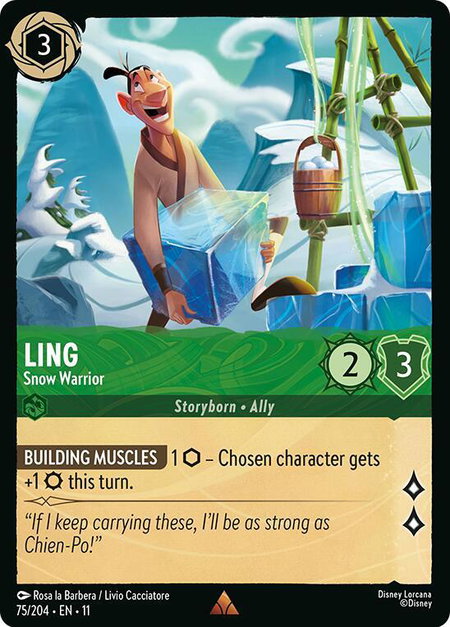 Ling - Snow Warrior trading card from Winterspell Ling - Snow Warrior - Winterspell Disney Lorcana trading card