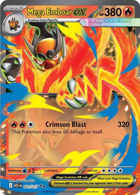 Mega Emboar ex - 031/217 - ME: Ascended Heroes Pokémon trading card