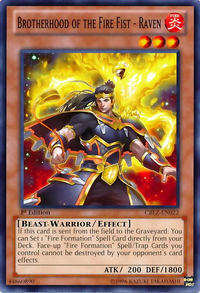 Brotherhood of the Fire Fist - Raven trading card from Cosmo Blazer Brotherhood of the Fire Fist - Raven - Cosmo Blazer YuGiOh trading card