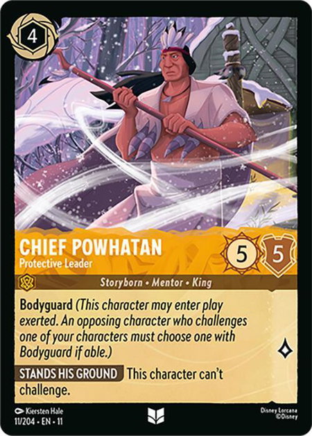Chief Powhatan - Protective Leader trading card from Winterspell Chief Powhatan - Protective Leader - Winterspell Disney Lorcana trading card