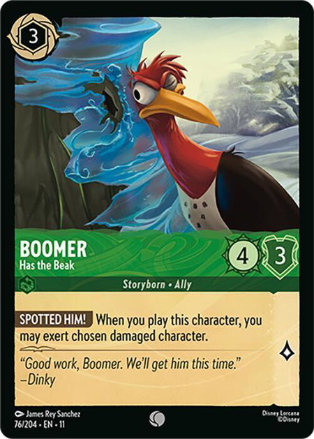 Boomer - Has the Beak trading card from Winterspell Boomer - Has the Beak - Winterspell Disney Lorcana trading card