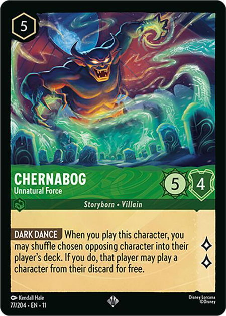 Chernabog - Unnatural Force trading card from Winterspell Chernabog - Unnatural Force - Winterspell Disney Lorcana trading card