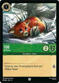 Tod - All Alone - Winterspell (11) #87/204 - Common Disney Lorcana Trading Card