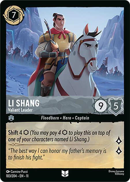 Li Shang - Valiant Leader - Winterspell Disney Lorcana trading card