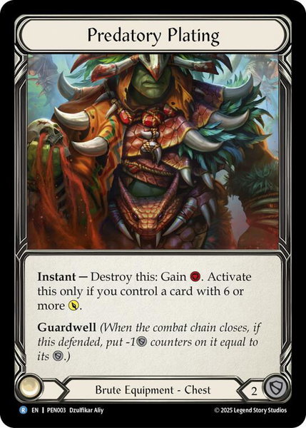 Predatory Plating trading card from Compendium of Rathe Predatory Plating - Compendium of Rathe Flesh and Blood trading card