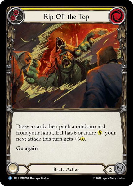 Rip Off The Top (Yellow) trading card from Compendium of Rathe Rip Off The Top (Yellow) - Compendium of Rathe Flesh and Blood trading card