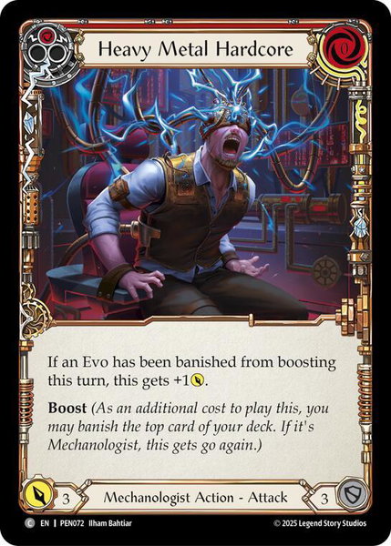 Heavy Metal Hardcore (Red) trading card from Compendium of Rathe Heavy Metal Hardcore (Red) - Compendium of Rathe Flesh and Blood trading card