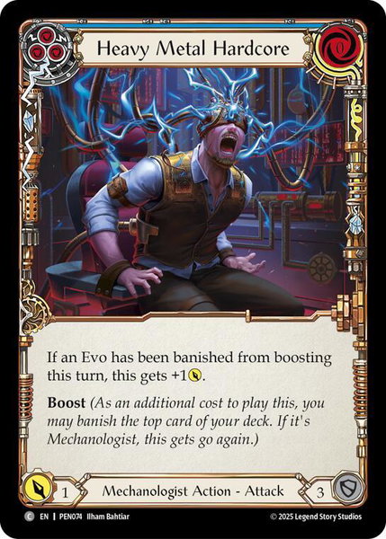 Heavy Metal Hardcore (Blue) trading card from Compendium of Rathe Heavy Metal Hardcore (Blue) - Compendium of Rathe Flesh and Blood trading card