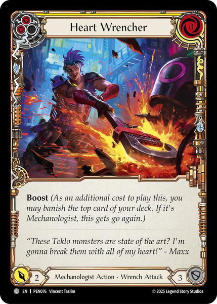 Heart Wrencher (Yellow) trading card from Compendium of Rathe Heart Wrencher (Yellow) - Compendium of Rathe Flesh and Blood trading card