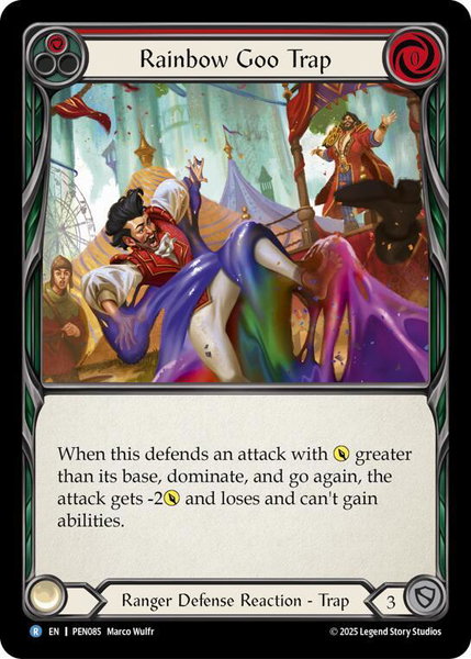 Rainbow Goo Trap (Red) trading card from Compendium of Rathe Rainbow Goo Trap (Red) - Compendium of Rathe Flesh and Blood trading card