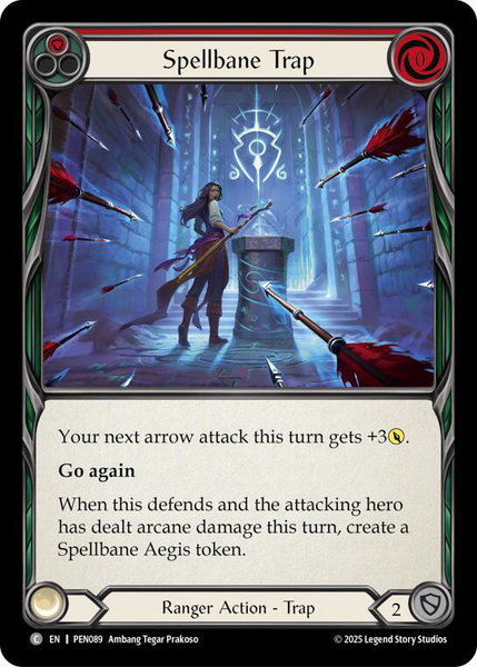 Spellbane Trap (Red) trading card from Compendium of Rathe Spellbane Trap (Red) - Compendium of Rathe Flesh and Blood trading card