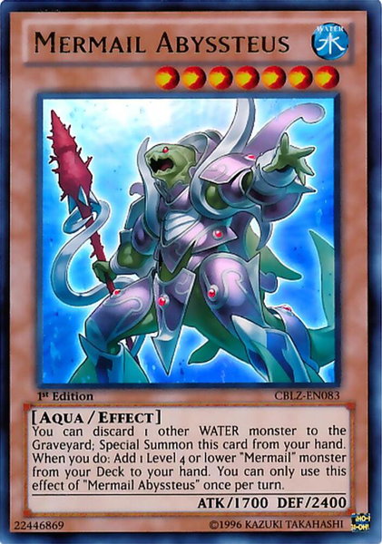 Mermail Abyssteus trading card from Cosmo Blazer Mermail Abyssteus - Cosmo Blazer YuGiOh trading card