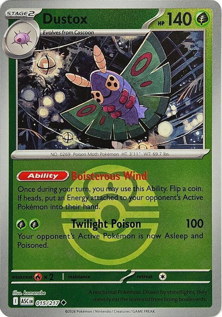 Dustox - 015/217 (Love Ball) - ME: Ascended Heroes Pokémon trading card